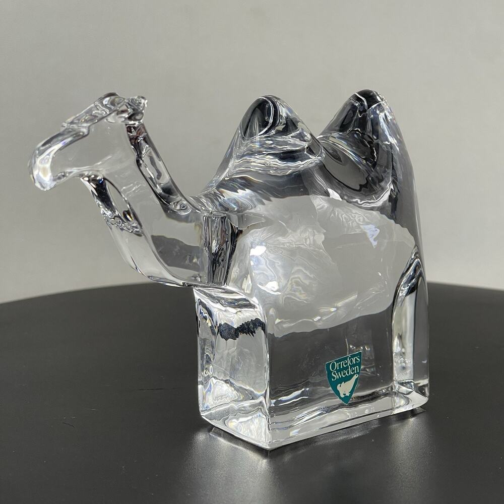 Vintage Orrefors Sweden Crystal Figurine Camel Paperweight
